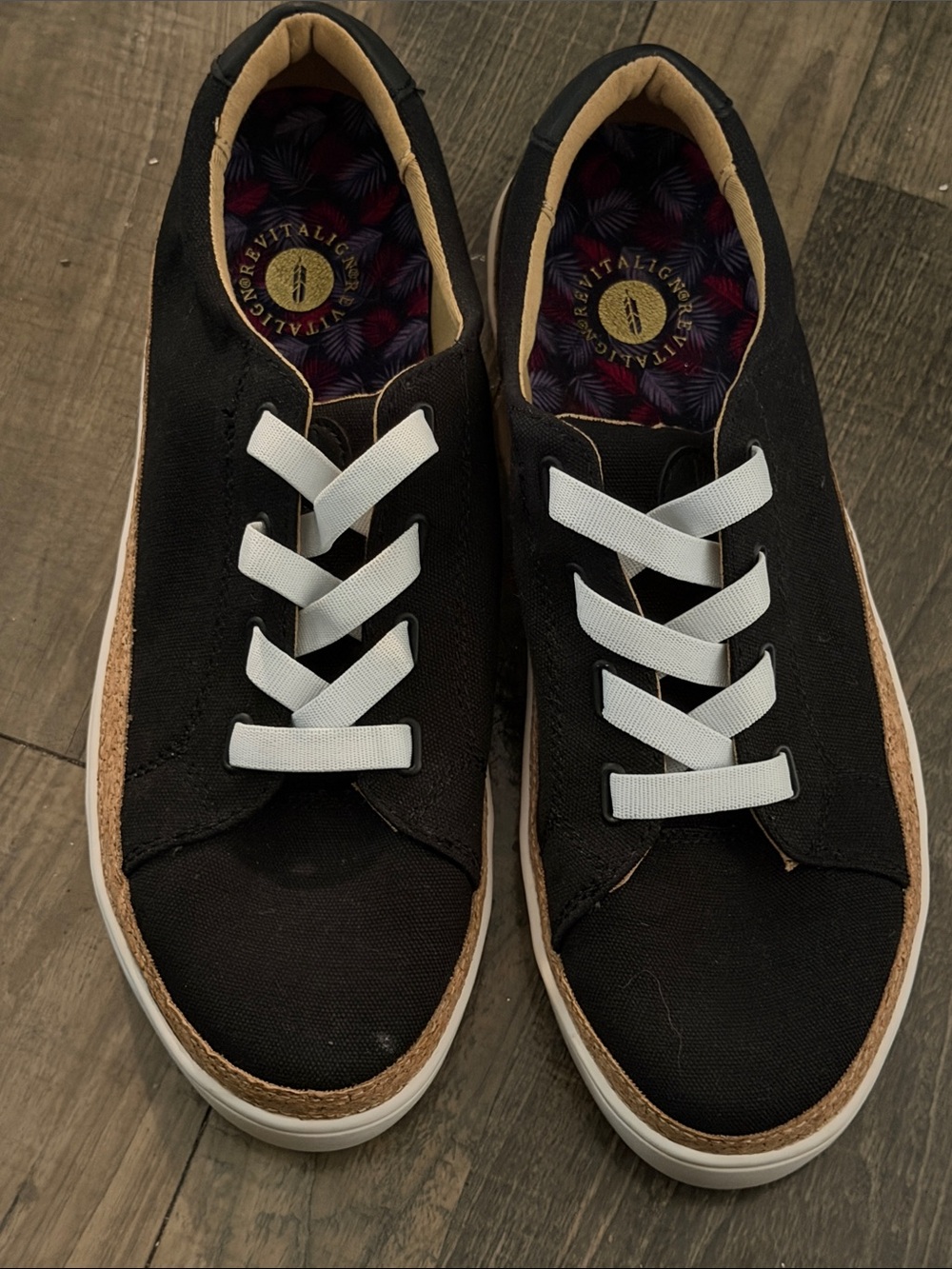 REVITALIGN Black Canvas Sneakers with White Laces